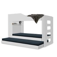 Treliche Beliche Com Cama Auxiliar 2 Em 1 Com Prateleira Branco - 2