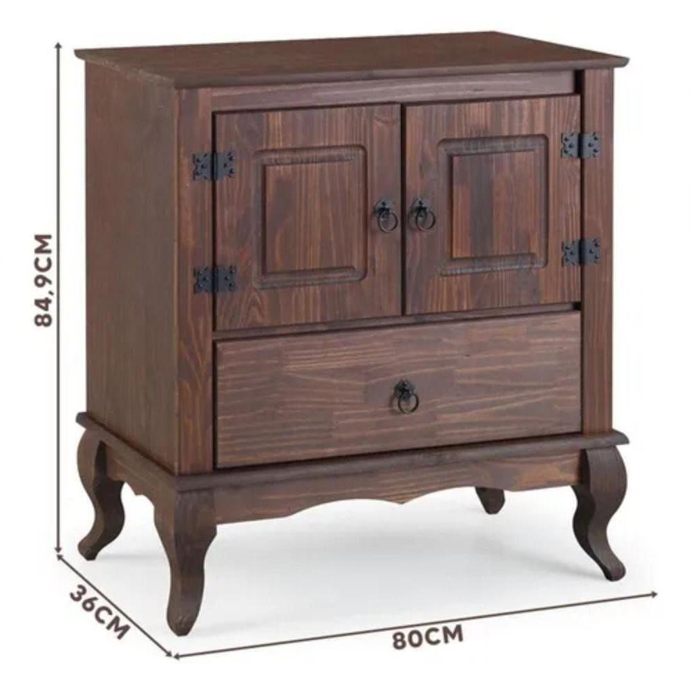 Balcão 2 Portas Madeira Maciça Clássico Rústico Imbuia - 4