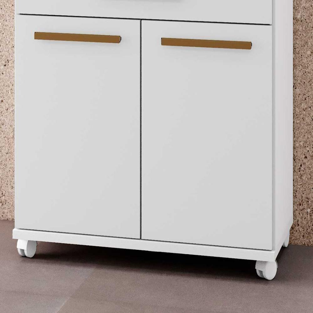Balcão 2 Portas E 2 Gavetas Com Rodinhas Branco Mônaco - 5
