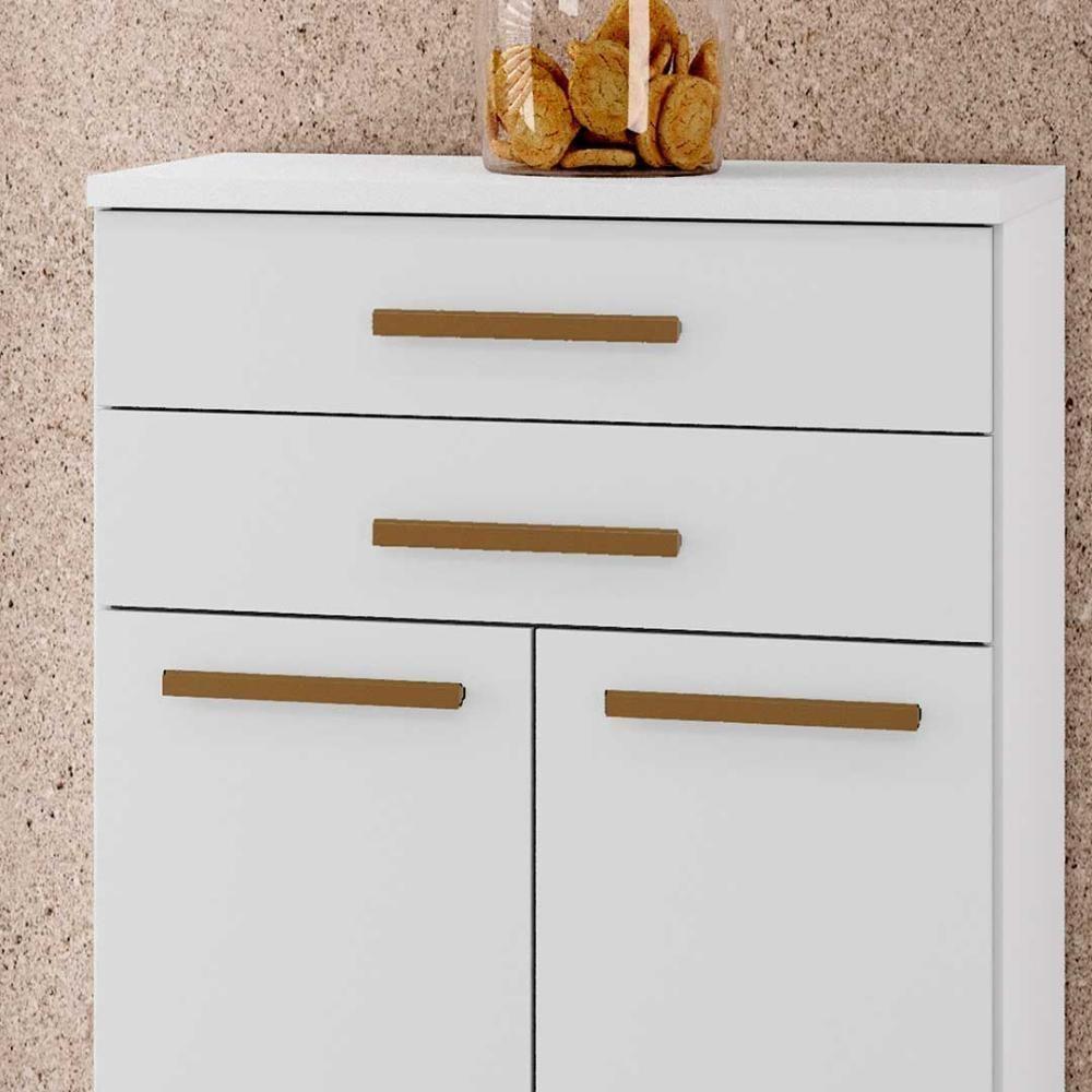 Balcão 2 Portas E 2 Gavetas Com Rodinhas Branco Mônaco - 6