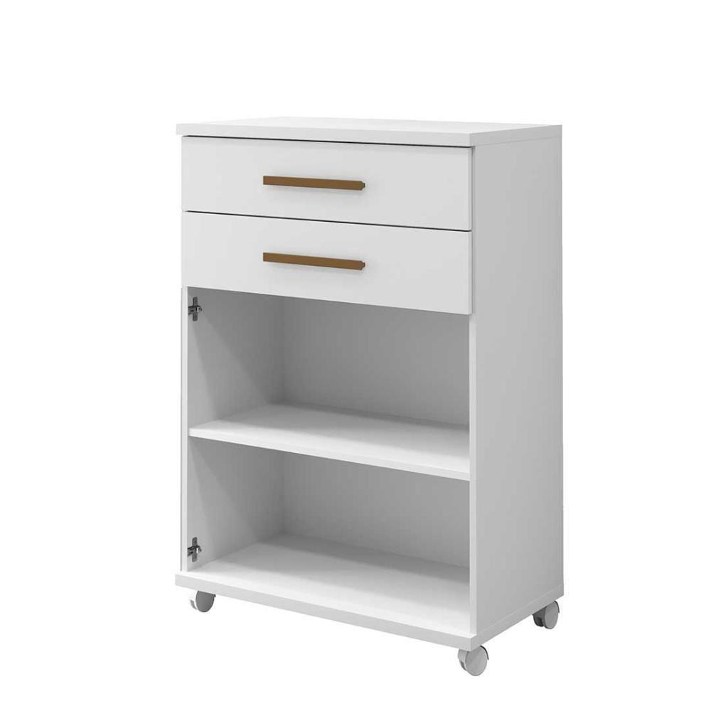 Balcão 2 Portas E 2 Gavetas Com Rodinhas Branco Mônaco - 7