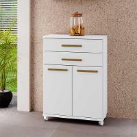 Balcão 2 Portas E 2 Gavetas Com Rodinhas Branco Mônaco - 1