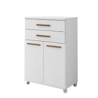 Balcão 2 Portas E 2 Gavetas Com Rodinhas Branco Mônaco - 2