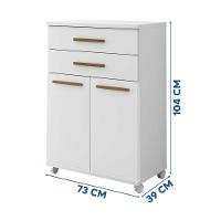 Balcão 2 Portas E 2 Gavetas Com Rodinhas Branco Mônaco - 3