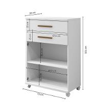 Balcão 2 Portas E 2 Gavetas Com Rodinhas Branco Mônaco