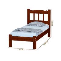 Cama Com Colchão Solteiro Castanho Madeira Maciça Perola - 2