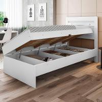 Cama Baú Solteiro Larissa 4 Repartições Branco - 1