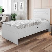 Cama Baú Solteiro Larissa 4 Repartições Branco - 2