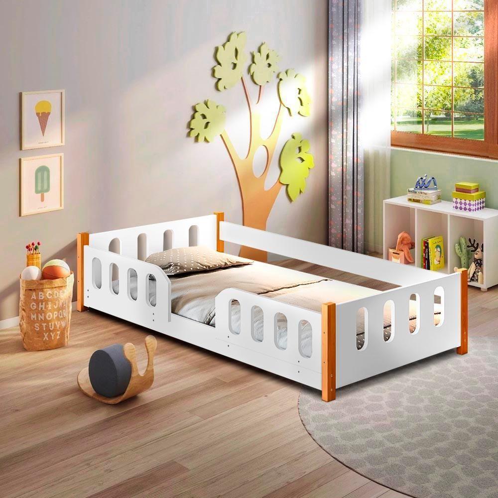 Cama Montessoriana Infantil Branca Melissa Proteção Lateral - 1