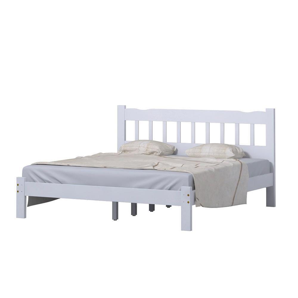 Cama De Casal King Size Madeira Maciça Branco Pérola - 2