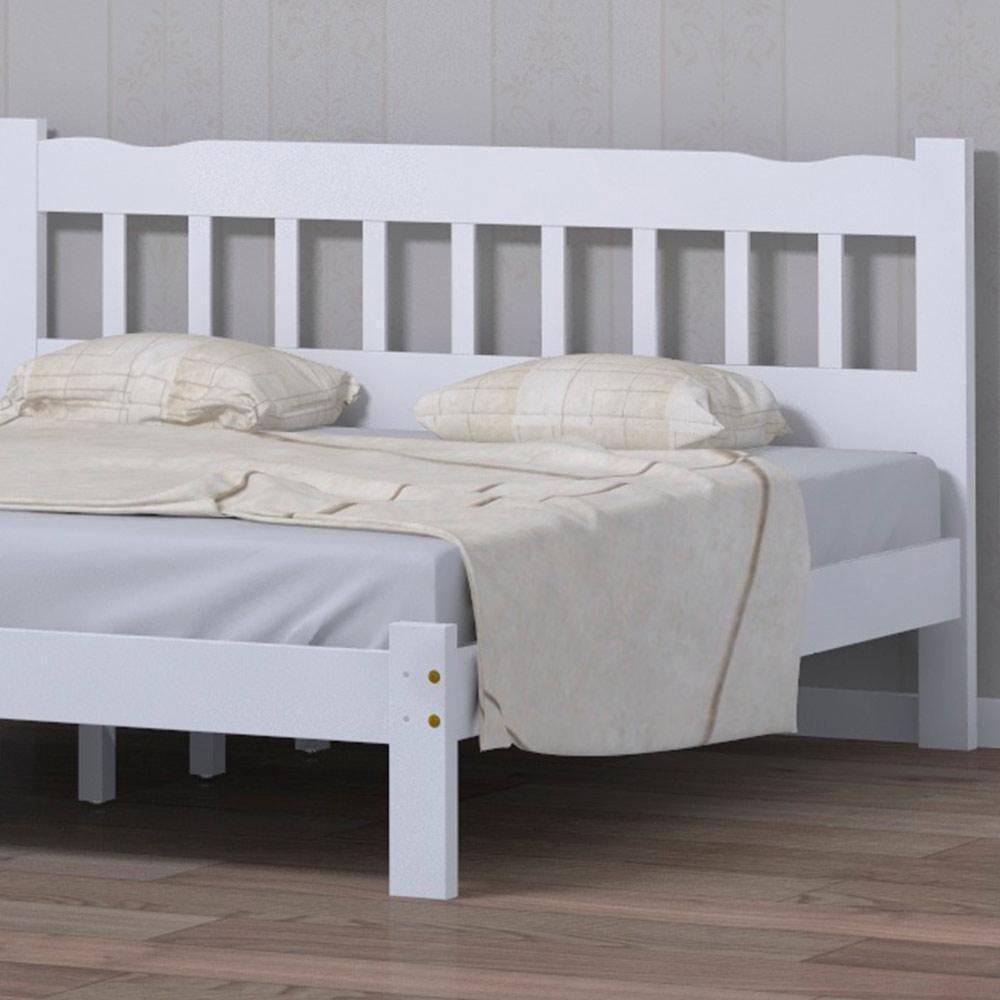 Cama De Casal King Size Madeira Maciça Branco Pérola - 3