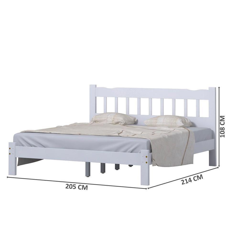 Cama De Casal King Size Madeira Maciça Branco Pérola - 4