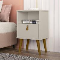 Mesa De Cabeceira Off White Pés Palito 1 Gaveta Búzios - 1