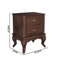 Mesa De Cabeceira Pequena 2 Gavetas Madeira Maciça Rústica Imbuia - 4