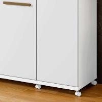 Balcão 3 Portas 1 Gaveta Para Microondas Com Rodinhas Branco - 3