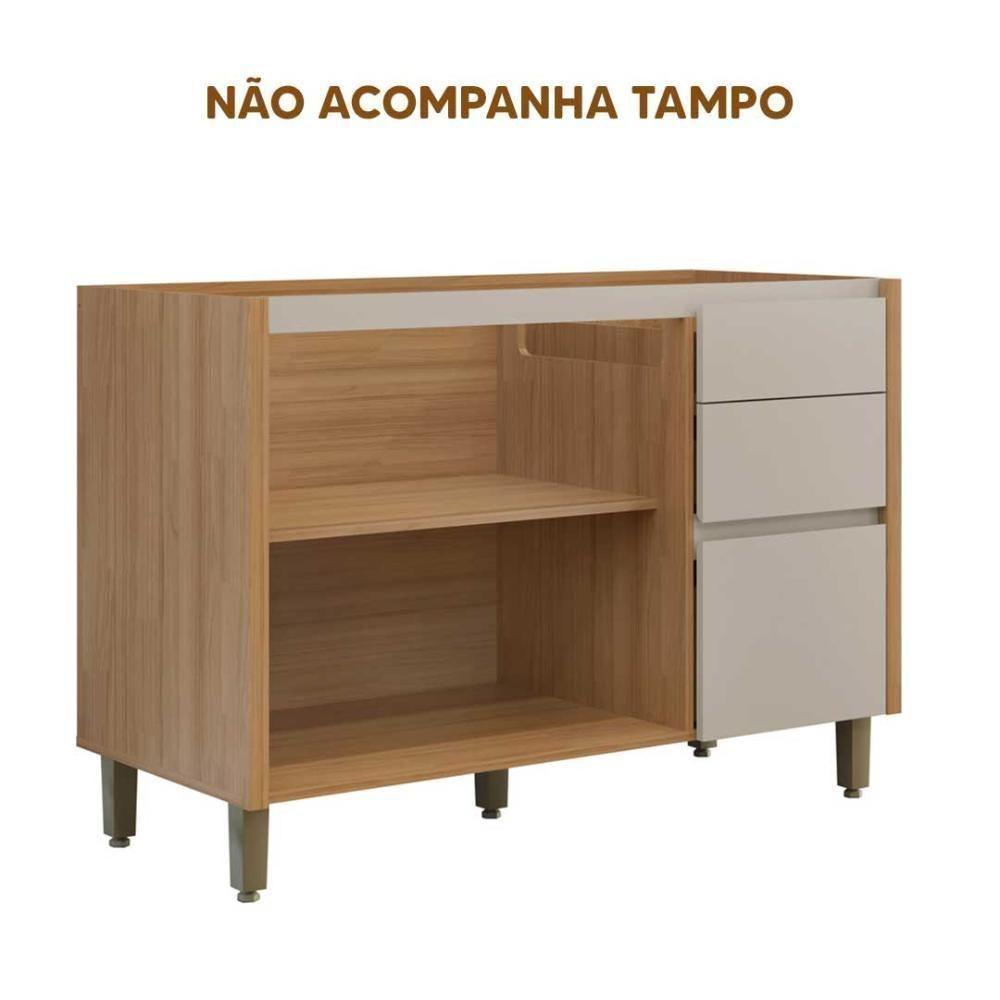 Armário Balcão Para Pia Sem Tampo Allure 3 Gavetas 2 Portas - 3