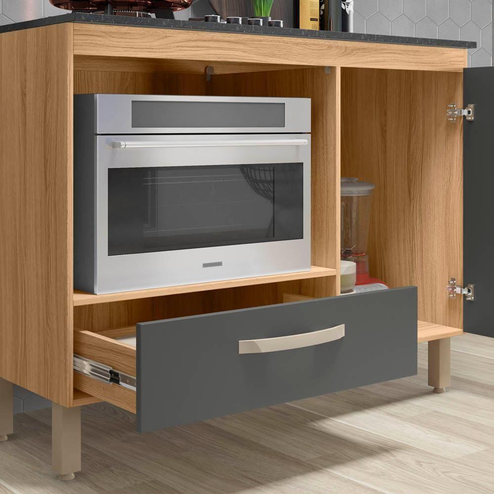 Balcão Para Cooktop 4 E 5 Bocas Cozinha 1 Porta 1 Gaveta Freijo-chumbo - 5
