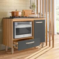 Balcão Para Cooktop 4 E 5 Bocas Cozinha 1 Porta 1 Gaveta Freijo-chumbo - 1