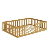 Cama Montessoriana Madeira Maciça Casal Nogueira Com Colchão - 2