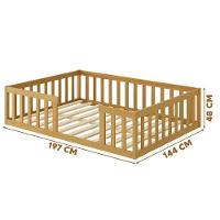 Cama Montessoriana Madeira Maciça Casal Nogueira Com Colchão - 5