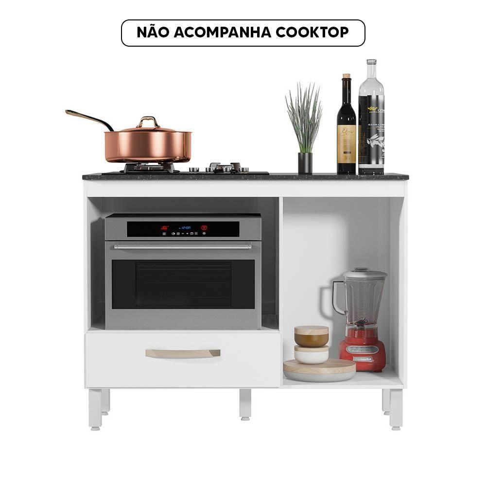 Balcão Para Cooktop 4 E 5 Bocas Cozinha 1 Porta 1 Gaveta Branco - 2