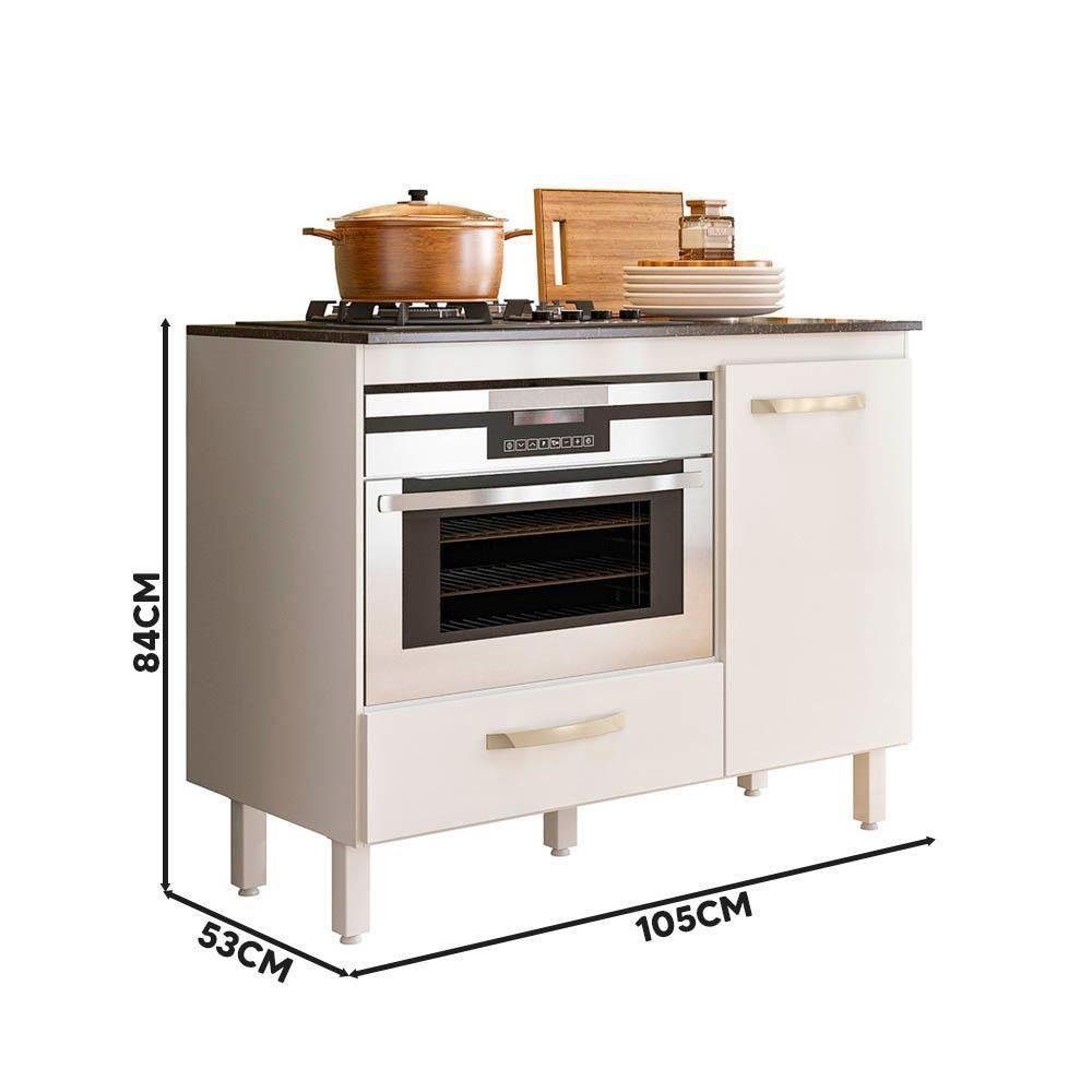 Balcão Para Cooktop 4 E 5 Bocas Cozinha 1 Porta 1 Gaveta Branco - 4