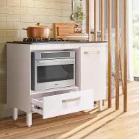 Balcão Para Cooktop 4 E 5 Bocas Cozinha 1 Porta 1 Gaveta Branco - 1