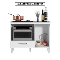 Balcão Para Cooktop 4 E 5 Bocas Cozinha 1 Porta 1 Gaveta Branco - 2