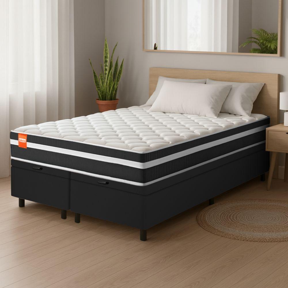 Cama Box Baú Casal Molas Ensacadas Bali 138x188x63cm Preto - 2