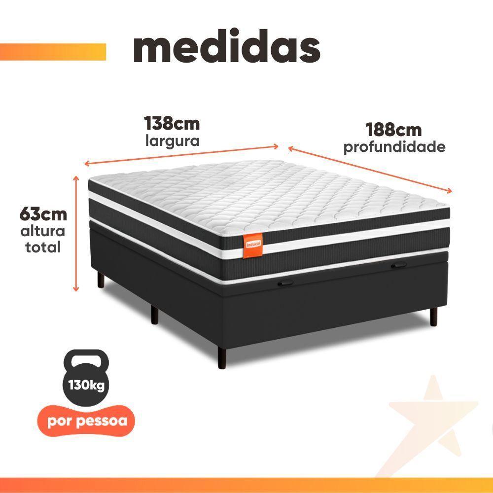Cama Box Baú Casal Molas Ensacadas Bali 138x188x63cm Preto - 3