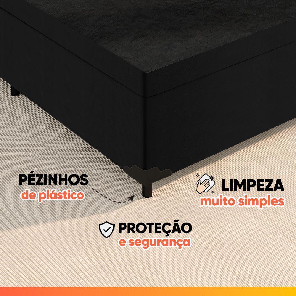 Cama Box Baú Casal Molas Ensacadas Bali 138x188x63cm Preto - 9
