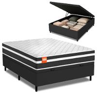 Cama Box Baú Casal Molas Ensacadas Bali 138x188x63cm Preto - 1