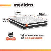 Cama Box Baú Casal Molas Ensacadas Bali 138x188x63cm Preto