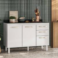 Balcão Cozinha Com Tampo Para Pia 1,20m 2 Portas 3 Gavetas Branco - 5