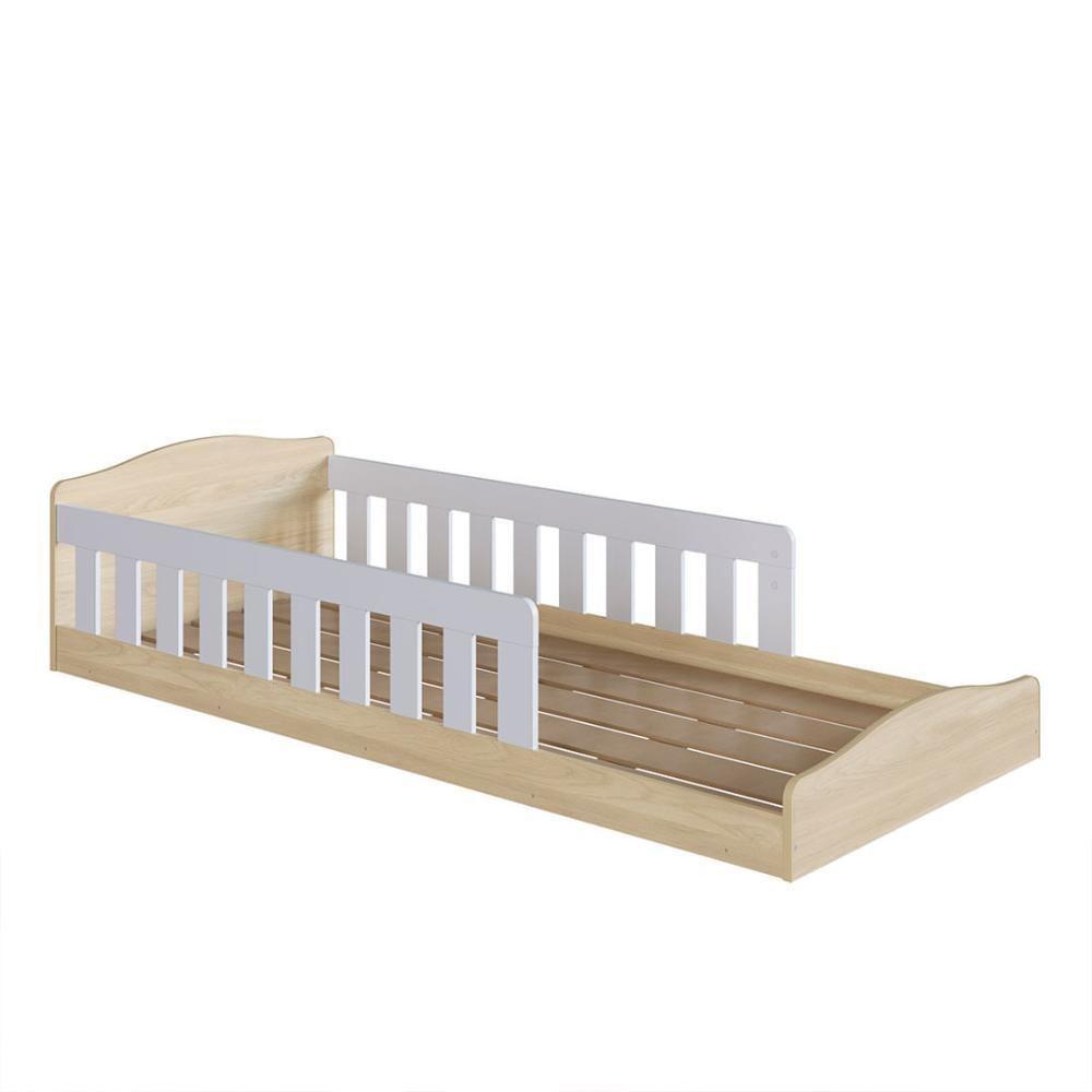 Cama Com Colchão Montessoriana Infantil C- Proteção Lateral - Carvalho-branco - 6
