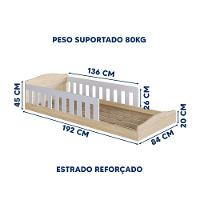 Cama Com Colchão Montessoriana Infantil C- Proteção Lateral - Carvalho-branco