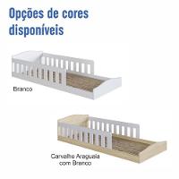 Cama Com Colchão Montessoriana Infantil C- Proteção Lateral - Carvalho-branco - 5