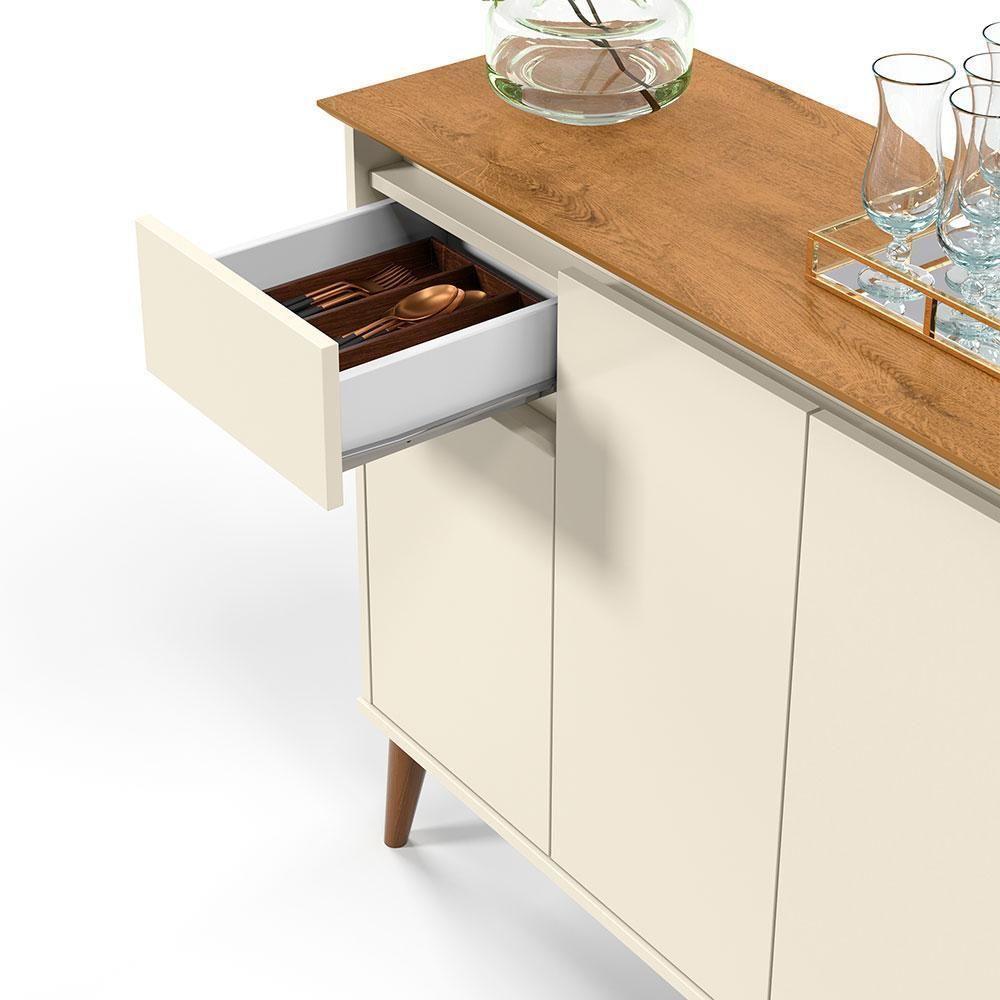 Buffet Aparador Cantinho Do Café 3 Portas 1 Gaveta Veneza Off White- Freijo Off White-freijo - 3
