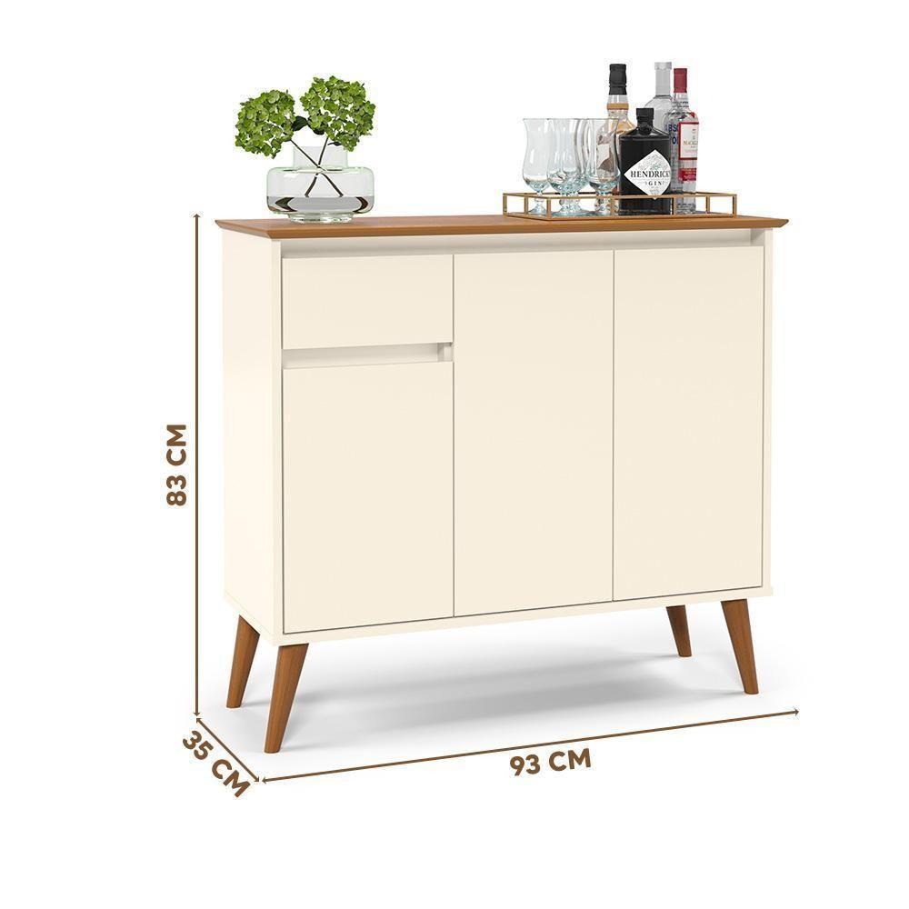 Buffet Aparador Cantinho Do Café 3 Portas 1 Gaveta Veneza Off White- Freijo Off White-freijo - 4