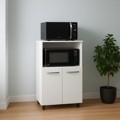 Balcão Multiuso Forno Microondas 2 Portas Com Nicho 2 Portas Branco