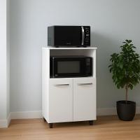 Balcão Multiuso Forno Microondas 2 Portas Com Nicho 2 Portas Branco - 1
