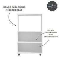 Balcão Multiuso Forno Microondas 2 Portas Com Nicho 2 Portas Branco - 3