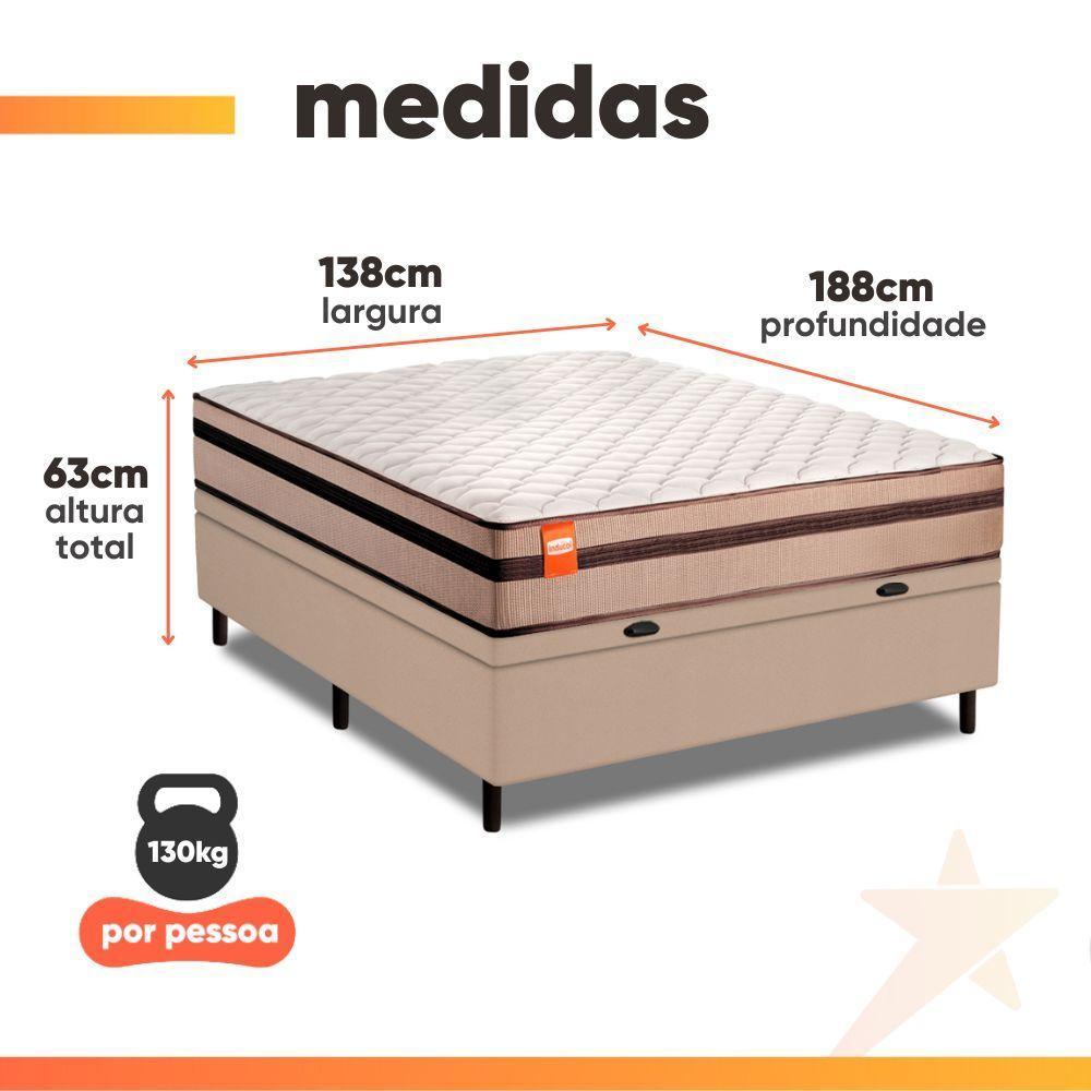 Cama Box Baú Casal Molas Ensacadas Bali 138x188x63cm Bege - 3