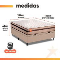 Cama Box Baú Casal Molas Ensacadas Bali 138x188x63cm Bege - 3