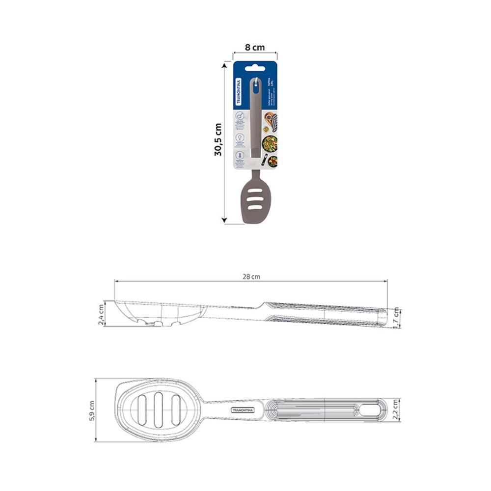 Colher Para Servir Vazada Softta Em Silicone Cinza - Tramontina 25853160 - 3