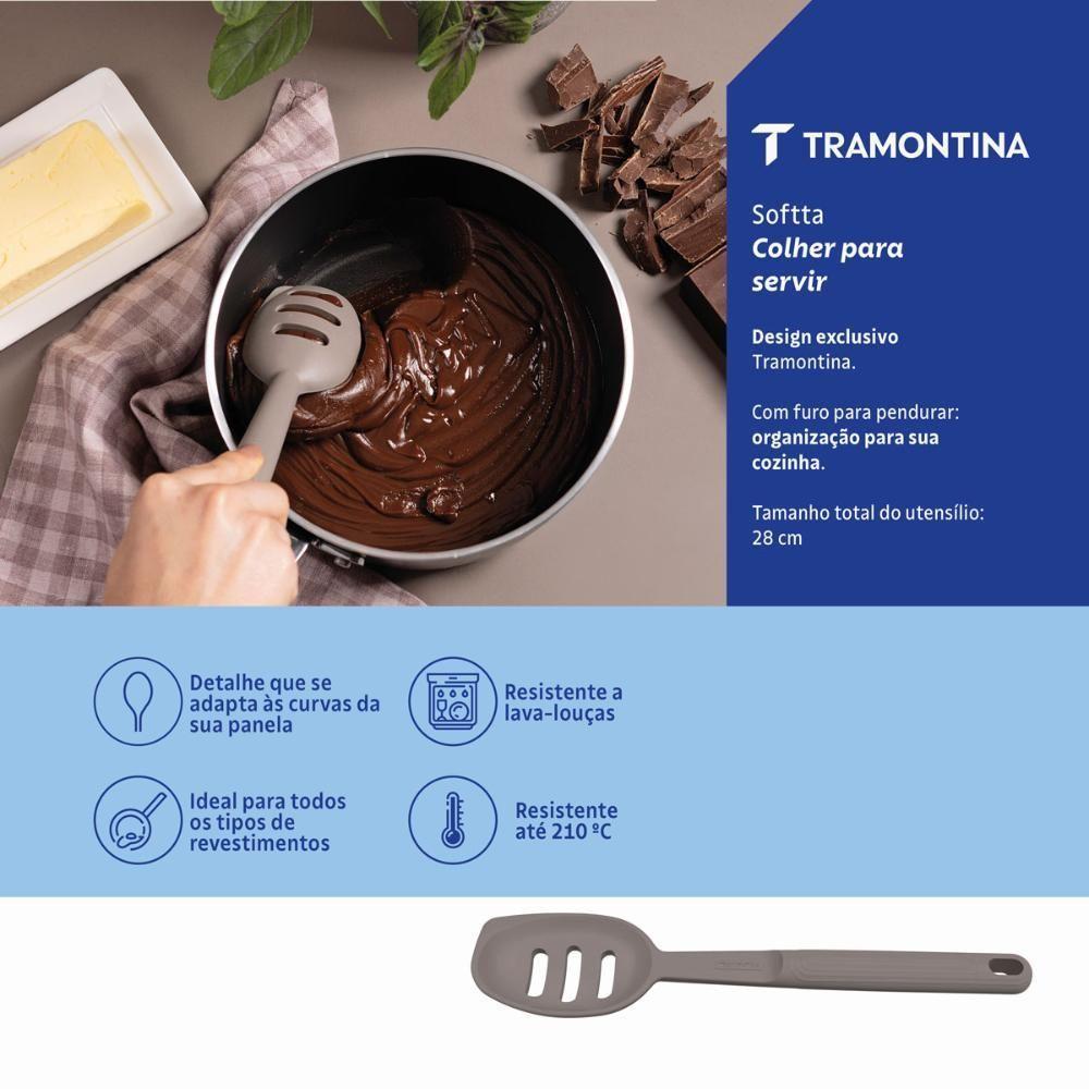 Colher Para Servir Vazada Softta Em Silicone Cinza - Tramontina 25853160 - 4