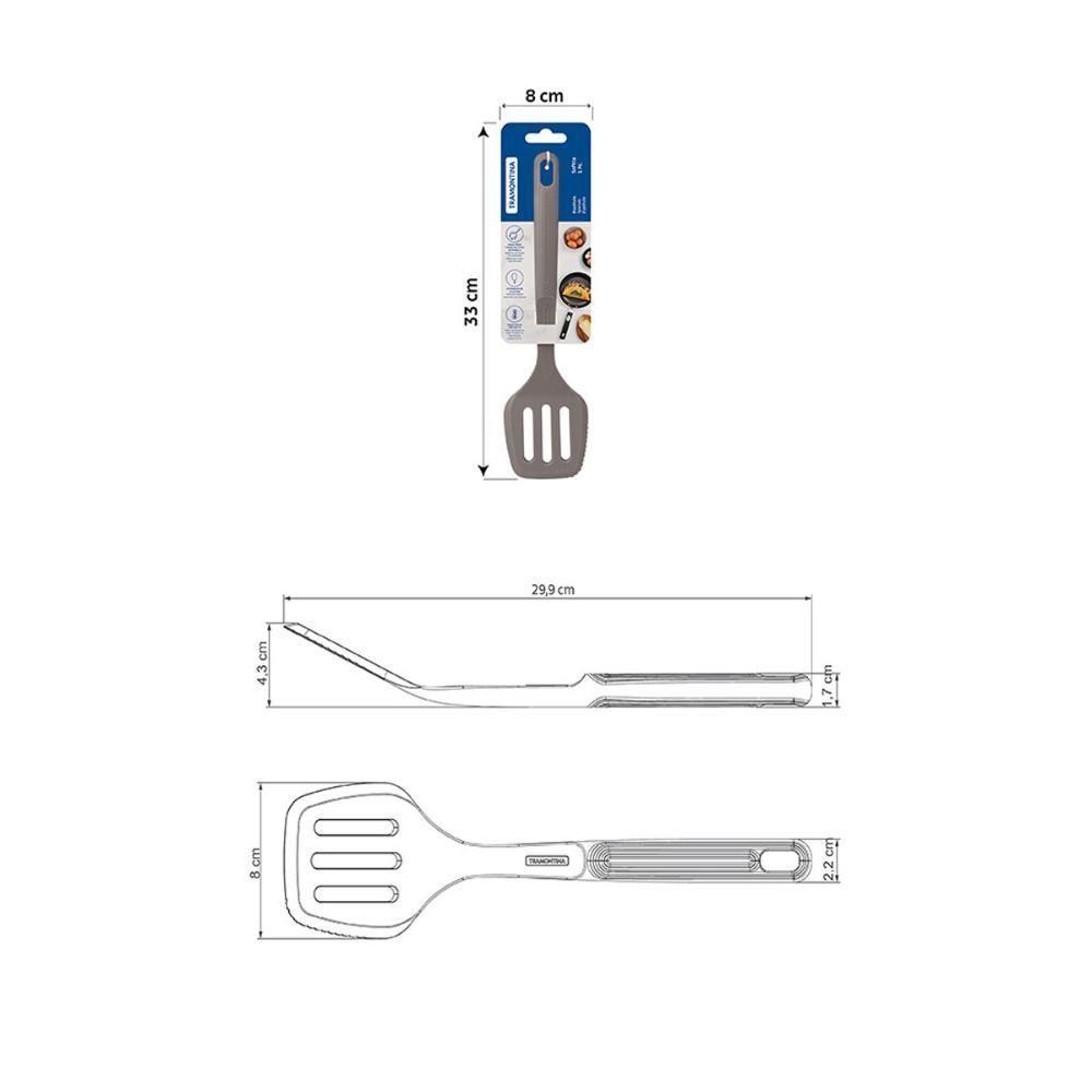 Espátula Vazada Softta Em Silicone Cinza - Tramontina 25850160 - 3