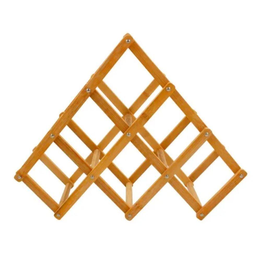 Adega Retratil Rack Vinhos Madeira Suporte Porta 6 Garrafas Bebidas Prateleira Mesa Bancada Dobravel - 2
