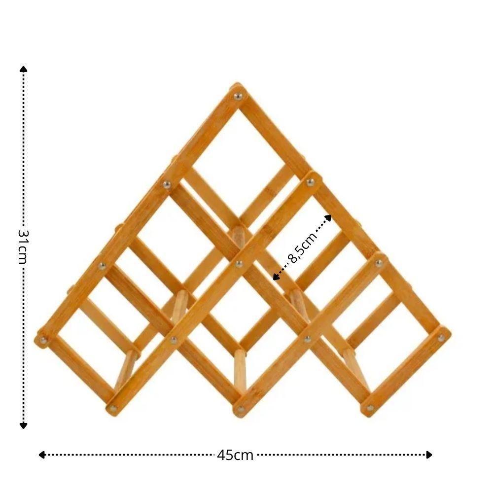 Adega Retratil Rack Vinhos Madeira Suporte Porta 6 Garrafas Bebidas Prateleira Mesa Bancada Dobravel - 8