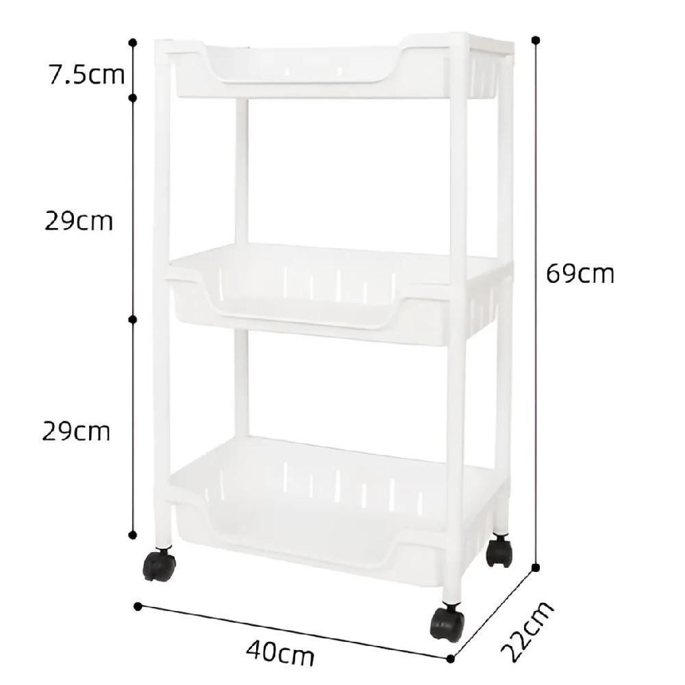 Carrinho Auxiliar Organizador Multiuso Cozinha Fruteira Manicure Brinquedos 3 Cesto Prateleira - 6